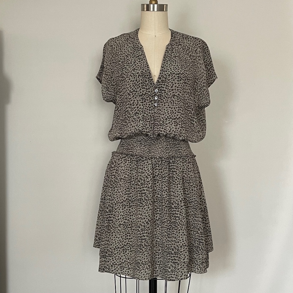 Rails Karla Animal Print Mini Dress in Olive Lynx, Size S
